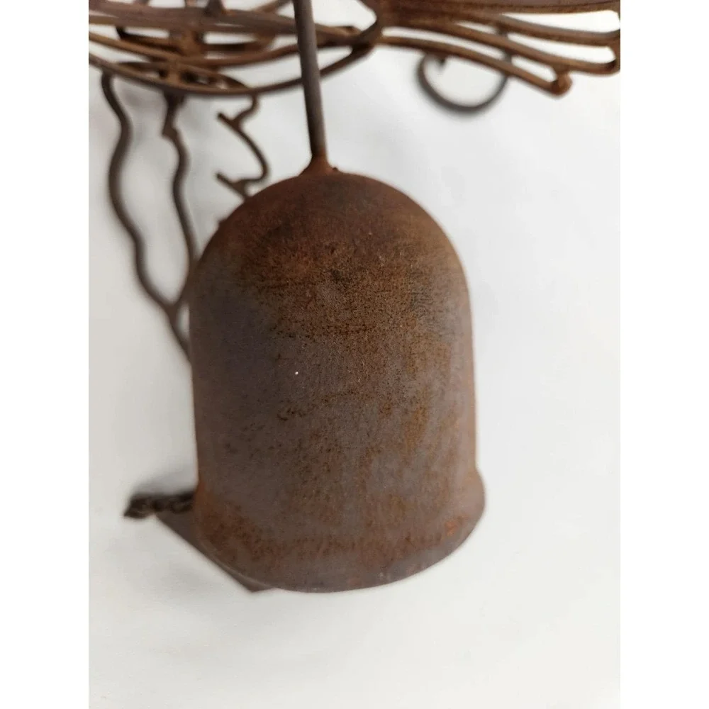 Vintage Cast Iron Hummingbird Wind Chime Primitive Rustic Metal Bell Bird